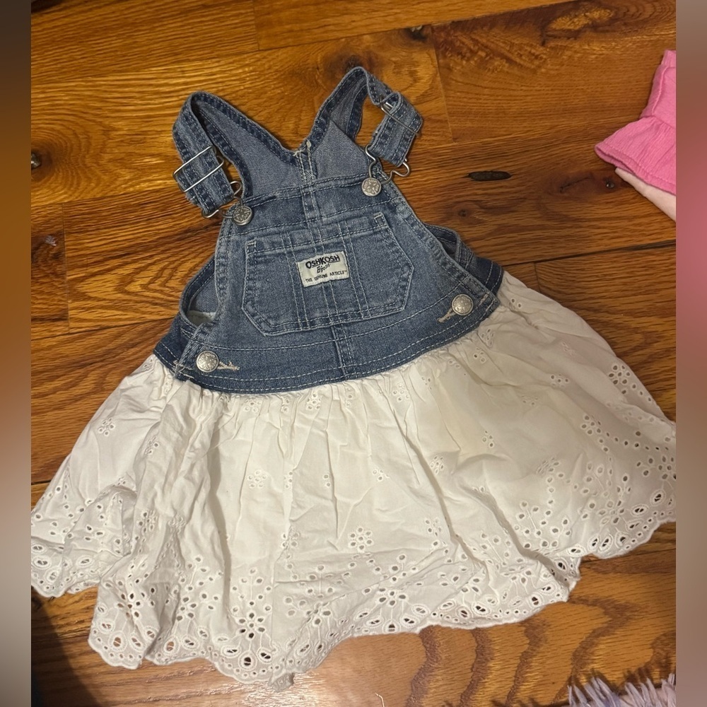 OshKosh B'gosh Blue and White Overalls with Skirt
